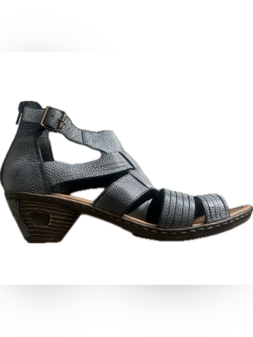 Rieker Anti Stress Size EU 41 Gladiator Heeled Sandals in Blue Grey Leather